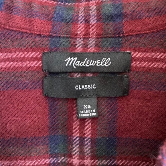 Madewell Classic Flannel XS Maroon and Navy - Picture 4 of 9